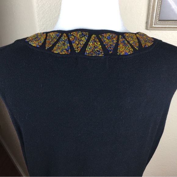 BCBGMAXAZRIA Black Cardigan & Shell Sweater Beaded Diamond Design Size M - Picture 11 of 16